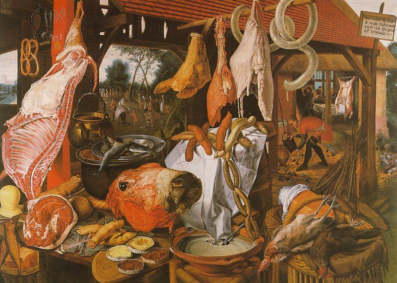 Pieter Aertsen  Butcher's Stall with the Flight into Egypt oil painting picture